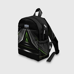 Детский рюкзак Black green abstract nvidia style, цвет: 3D-принт — фото 2