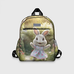 Детский рюкзак Забавный белый кролик в платье, цвет: 3D-принт