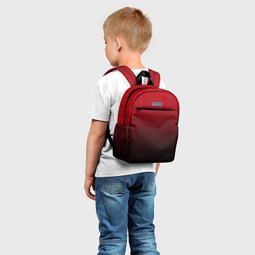 Детский рюкзак Красно-чёрный градиент в полоску / 3D-принт – фото 5