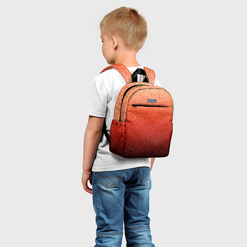 Детский рюкзак Полосатый градиент оранжево-красный в чёрный / 3D-принт – фото 5