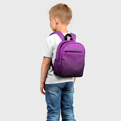 Детский рюкзак Чёрно-сиреневый градиент мелкая мозаика / 3D-принт – фото 5