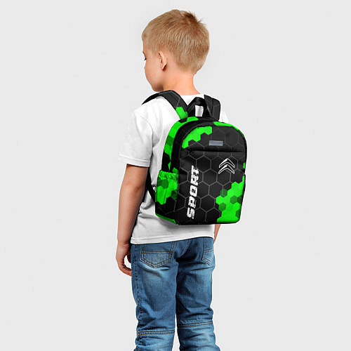 Детский рюкзак Citroen green sport hexagon / 3D-принт – фото 5