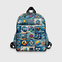 Детский рюкзак Пэчворк деним из девяностых, цвет: 3D-принт