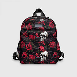 Детский рюкзак Черепа с алыми розами, цвет: 3D-принт