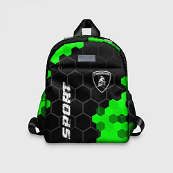 Детский рюкзак Lamborghini green sport hexagon, цвет: 3D-принт
