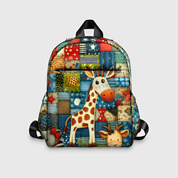 Детский рюкзак Жираф и компания - пэчворк нейросеть, цвет: 3D-принт