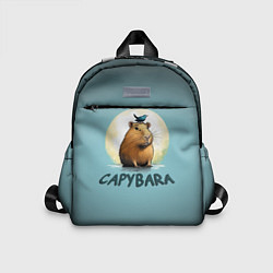 Детский рюкзак Капибара с птичкой на голове, цвет: 3D-принт