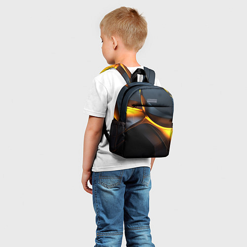 Детский рюкзак Разлом черных плит и оранжевая лава / 3D-принт – фото 5