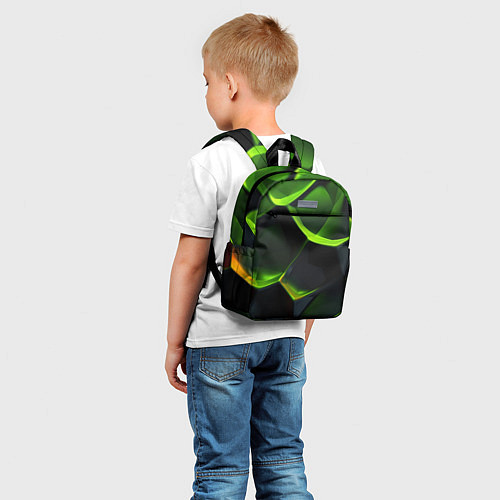 Детский рюкзак Green neon abstract geometry / 3D-принт – фото 5