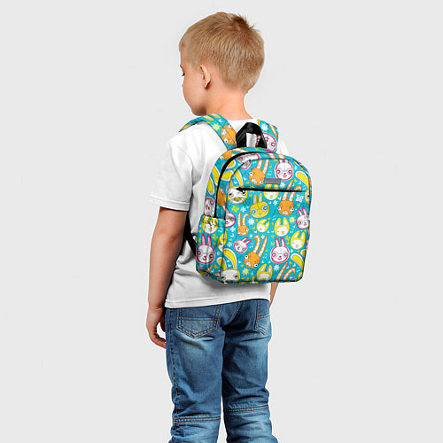 Детский рюкзак Разноцветные зайцы / 3D-принт – фото 5