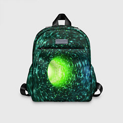 Детский рюкзак Червоточина - зеленый водоворот со свечением, цвет: 3D-принт