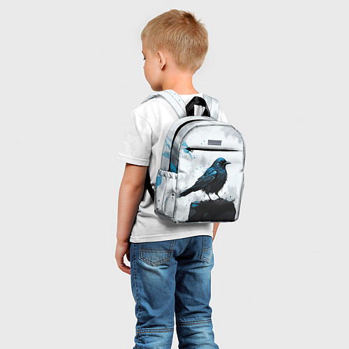 Детский рюкзак Ворон с чёрно-голубым оперением / 3D-принт – фото 5