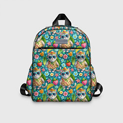 Детский рюкзак Коты и летний вайб паттерн, цвет: 3D-принт