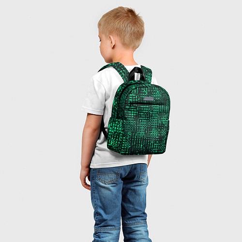 Детский рюкзак Чёрно-зелёный абстрактный / 3D-принт – фото 5
