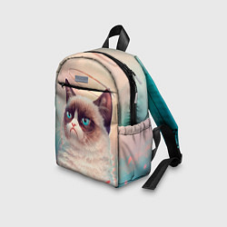 Детский рюкзак Мемный кот Grumpy Cat с нимбом, цвет: 3D-принт — фото 2
