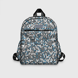 Детский рюкзак Паттерн мозаика серый с голубым, цвет: 3D-принт
