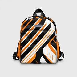 Детский рюкзак Чёрно-оранжевые полосы на белом фоне, цвет: 3D-принт