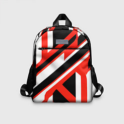 Детский рюкзак Чёрно-красные полосы на белом фоне, цвет: 3D-принт