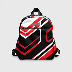 Детский рюкзак Бело-красные линии на чёрном фоне, цвет: 3D-принт
