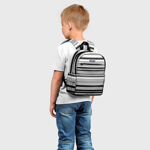 Детский рюкзак Серый в чёрную полоску / 3D-принт – фото 5