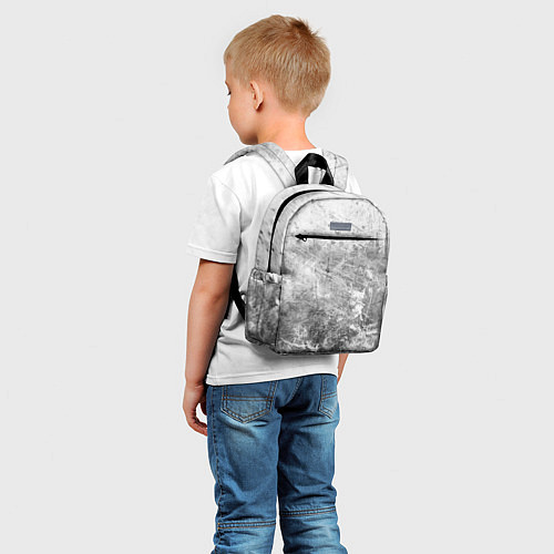 Детский рюкзак Абстракция - серо-белые царапины / 3D-принт – фото 5