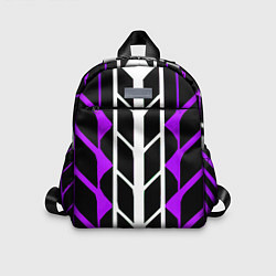 Детский рюкзак Бело-фиолетовые линии на чёрном фоне, цвет: 3D-принт