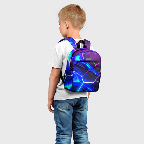 Детский рюкзак Микс разломленных плит и неоновое свечения / 3D-принт – фото 5