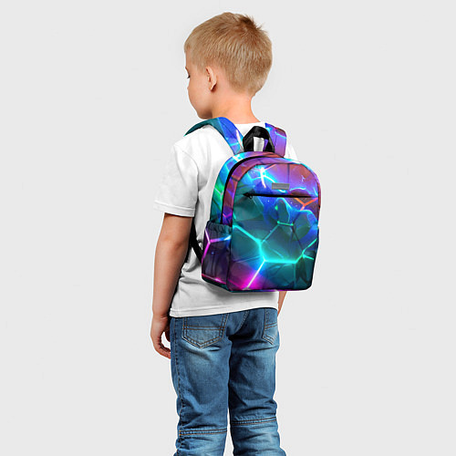 Детский рюкзак Яркие неоновые радужные разбитые плиты / 3D-принт – фото 5