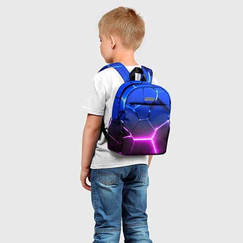 Детский рюкзак Синие плиты с розовым свечением / 3D-принт – фото 5