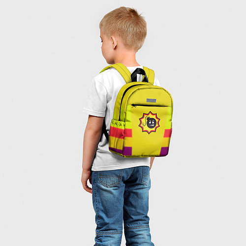 Детский рюкзак Serious Sam logo - yellow geometry / 3D-принт – фото 5