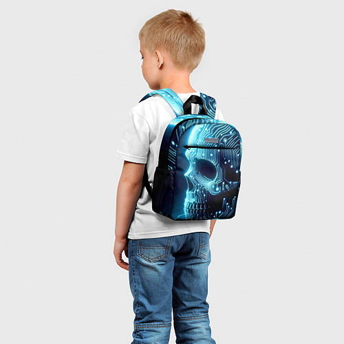 Детский рюкзак Cyber neon skull - ai art с дорожками на плате / 3D-принт – фото 5