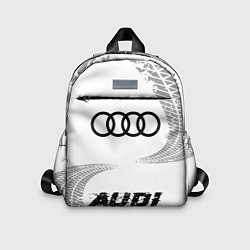 Детский рюкзак Audi speed на светлом фоне со следами шин по-центр, цвет: 3D-принт