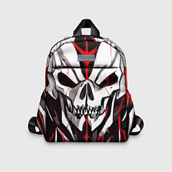 Детский рюкзак Белый череп и красные полосы на чёрном фоне, цвет: 3D-принт