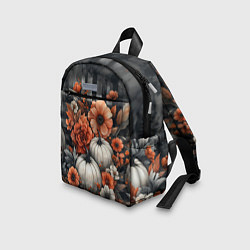 Детский рюкзак Белые тыква с цветами, цвет: 3D-принт — фото 2