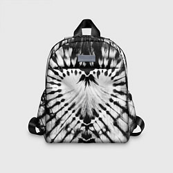 Детский рюкзак Абстрактное сердце - черно-белый тай-дай, цвет: 3D-принт