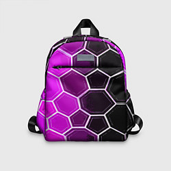 Детский рюкзак Белые шестиугольники на чёрно-фиолетовом фоне, цвет: 3D-принт