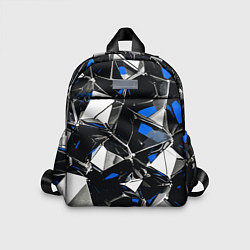 Детский рюкзак Сине-белый паттерн на чёрном фоне, цвет: 3D-принт