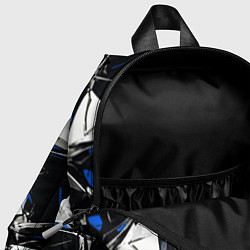 Детский рюкзак Сине-белый паттерн на чёрном фоне, цвет: 3D-принт — фото 2