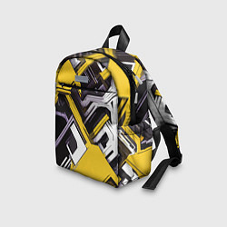 Детский рюкзак Бело-жёлтый техно паттерн на чёрном фоне, цвет: 3D-принт — фото 2