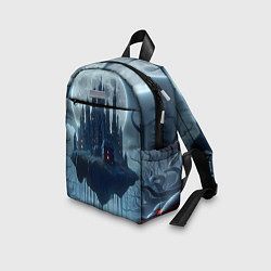 Детский рюкзак Замок Дракулы и неоновые грибы - нейроарт фантазия, цвет: 3D-принт — фото 2