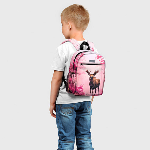Детский рюкзак Лось в розовом лесу / 3D-принт – фото 5