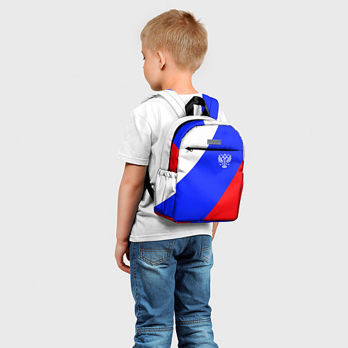 Детский рюкзак Герб Российского государства на фоне цветов флага / 3D-принт – фото 5