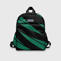Детский рюкзак Чёрный с бирюзовым текстура точки и полосы, цвет: 3D-принт