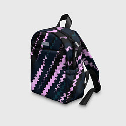 Детский рюкзак Тёмно-синий с розовым искажённые полосы, цвет: 3D-принт — фото 2