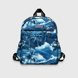 Детский рюкзак Пальмы и волны - голубые оттенки паттерн, цвет: 3D-принт
