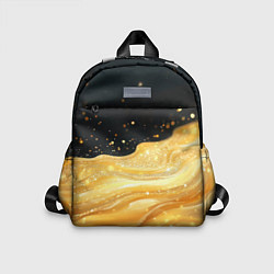 Детский рюкзак Золотистая материя на черном фоне, цвет: 3D-принт