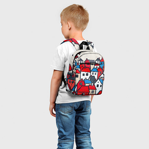 Детский рюкзак Красные и белые домики / 3D-принт – фото 5