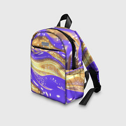 Детский рюкзак Фиолетово-золотая жидкая текстура, цвет: 3D-принт — фото 2