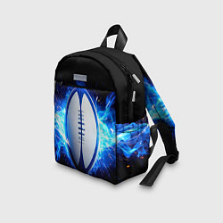 Детский рюкзак Мяч для регби в синем пламени, цвет: 3D-принт — фото 2