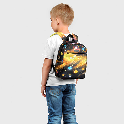 Детский рюкзак Золотая текстура на черном фоне / 3D-принт – фото 5